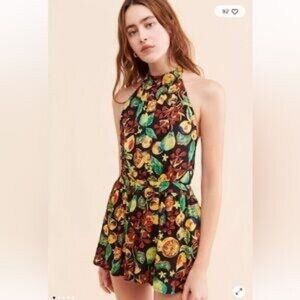 Free People Coral Tides Fruit Patterned Romper